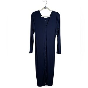 Lunya Snap Front Ribbed Shirt Dress Navy Blue Size M